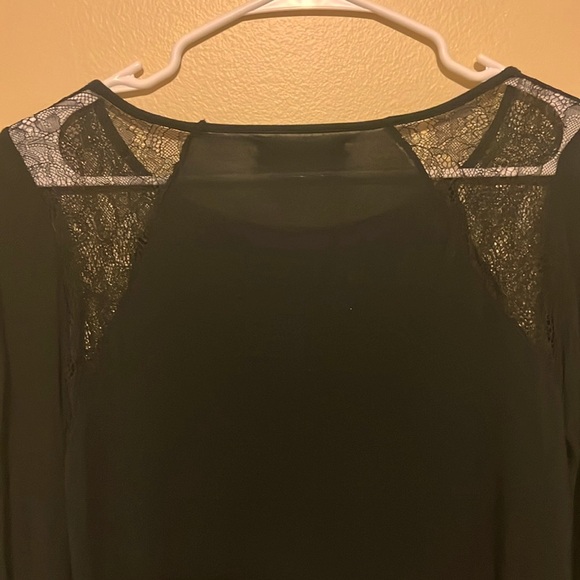 S/M Suzy Shier Women Tops Long Sleeve Elegant Mesh Print Rose Mesh Blouse - Picture 8 of 9